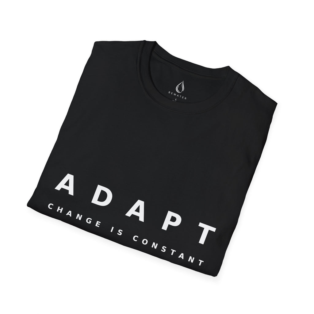 Adapt Unisex Softstyle Black T-Shirt Change Is Constant, Adaptation Is Power' Graphic Tee