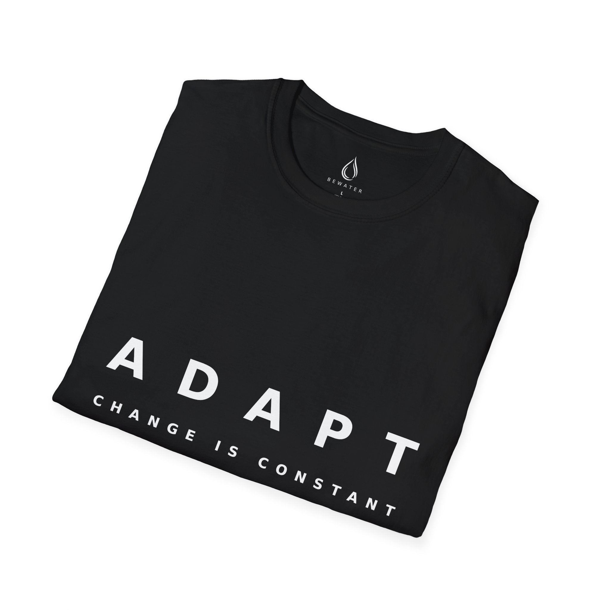 Adapt Unisex Softstyle Black T-Shirt Change Is Constant, Adaptation Is Power' Graphic Tee