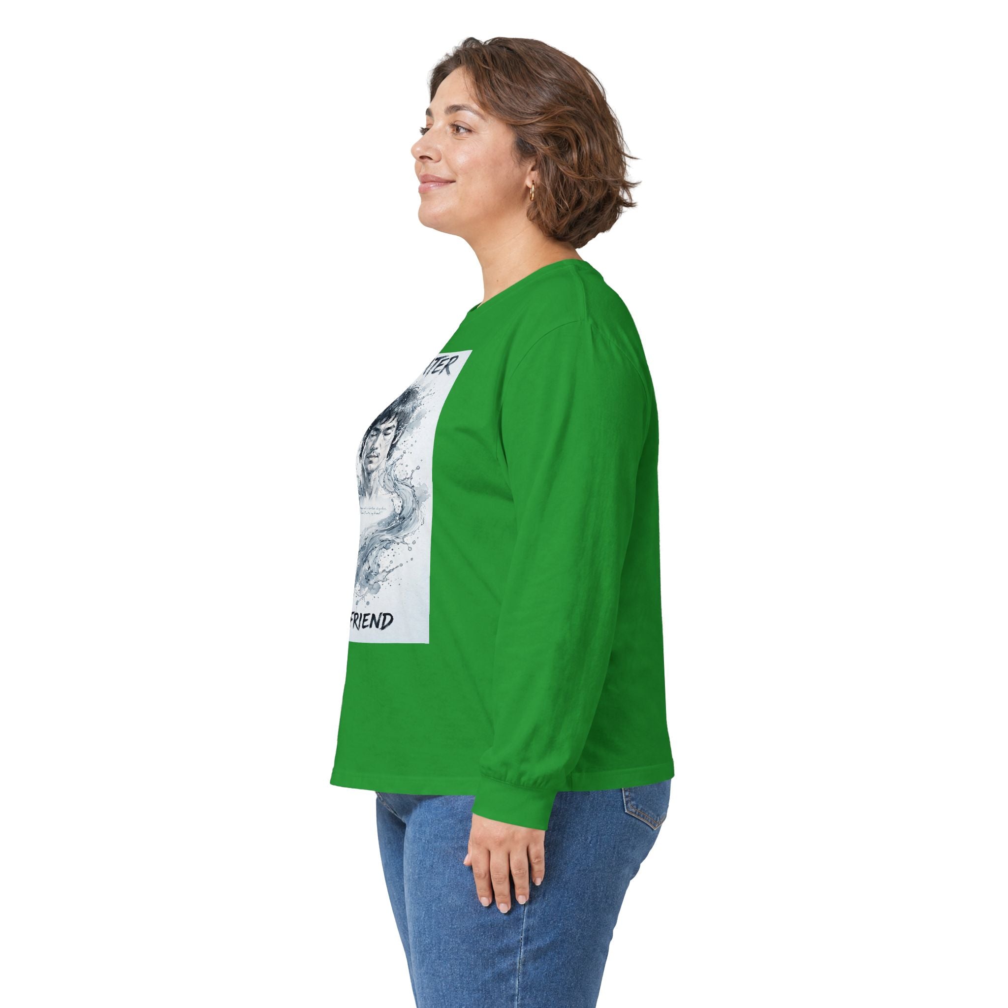 The Water Way Long Sleeve Tee – Bruce Lee's Classic Portrait, Relaxed Cut, Built to Age Gracefully
