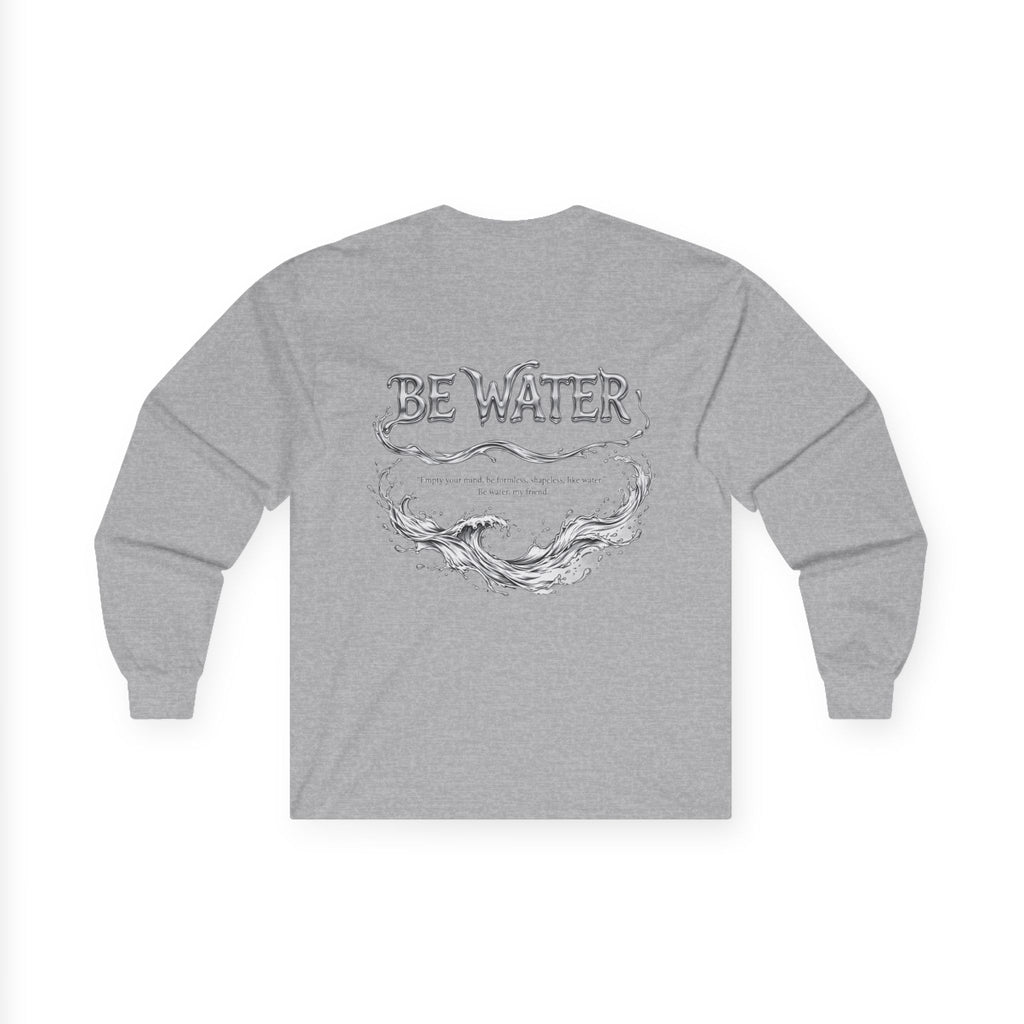 Embrace Adaptability – Bruce Lee "Be Water" Long Sleeve Shirt, Vintage Wash, Soft Touch, Ideal Gift for Philosophers & Warriors