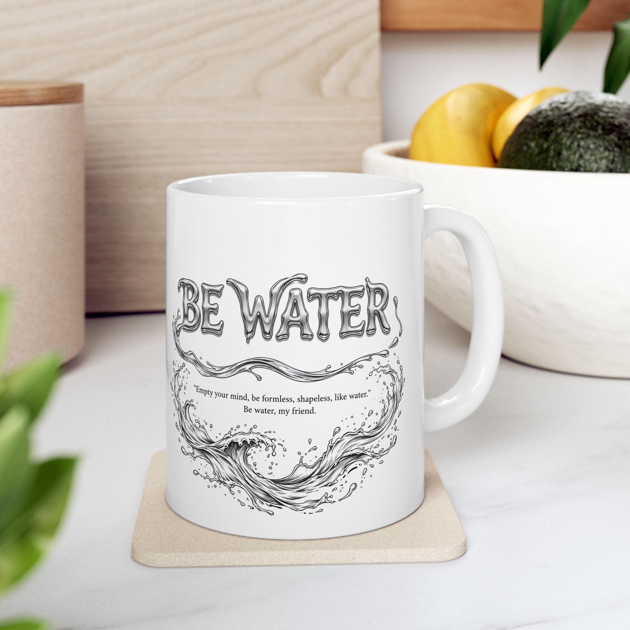 Bruce Lee "Be Water, My Friend" Ceramic Mug – Martial Arts Quote Coffee Cup, Inspirational Gift for Men & Women, Available in 11oz and 15oz