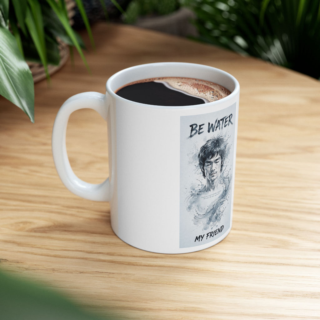 Flow Like Water: Bruce Lee Quote Ceramic Mug – Sip Your Philosophy in Two Sizes