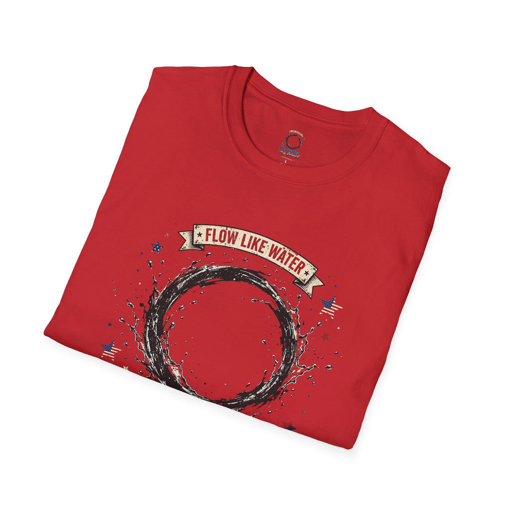 The “Be Water” Tee – Bruce Lee’s Flow Philosophy on a Retro-Inspired Shirt, Featuring FLOW LIKE WATER and 1940 Badge, Black Type on Soft Fabric