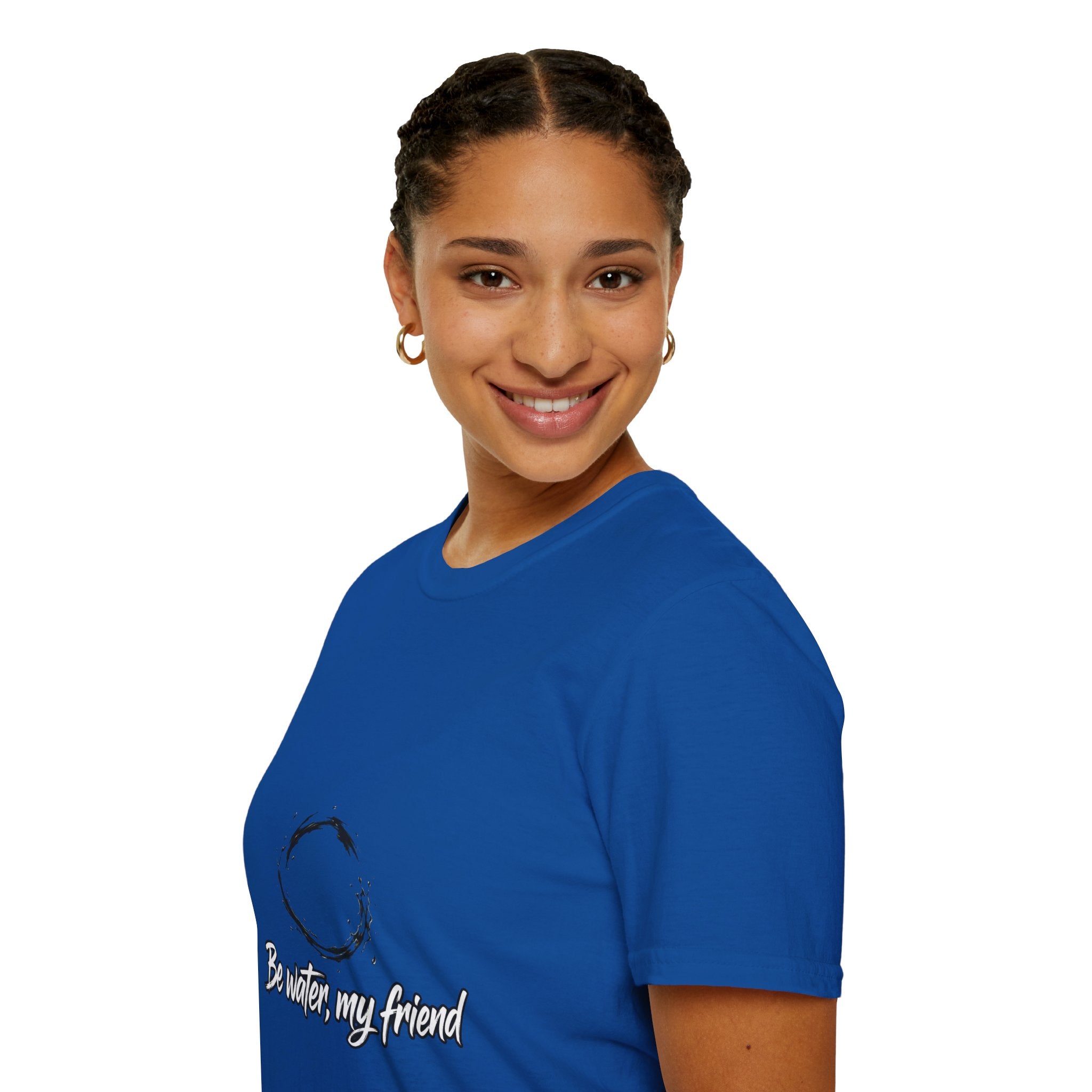 New T‑Shirt Minimal Zen Brush Circle with “Be Water, My Friend” Inspirational Graphic