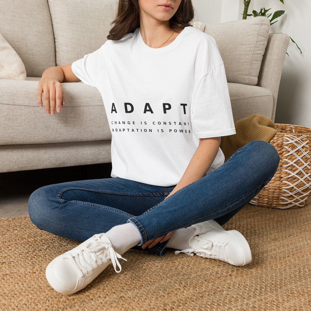 Adapt Unisex Softstyle White T-Shirt Change Is Constant, Adaptation Is Power' Graphic Tee