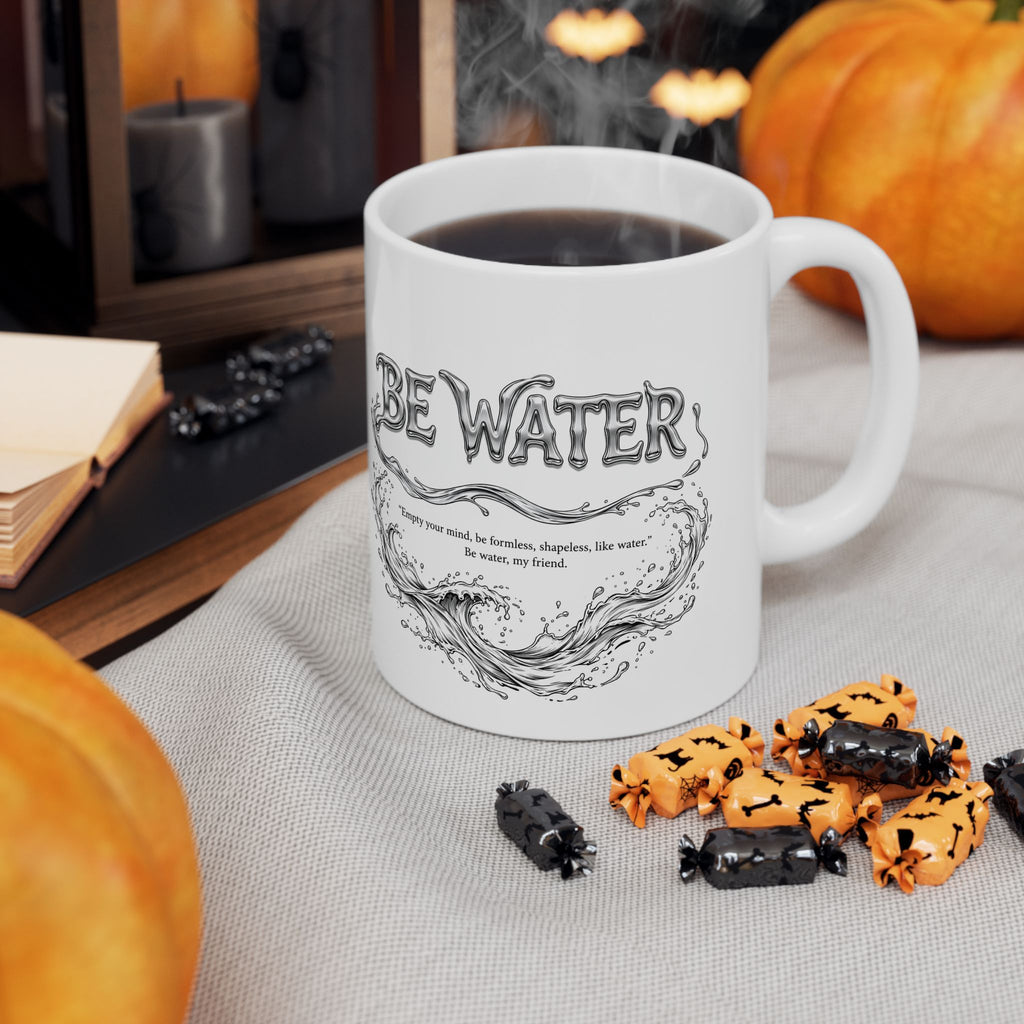 Bruce Lee "Be Water, My Friend" Ceramic Mug – Martial Arts Quote Coffee Cup, Inspirational Gift for Men & Women, Available in 11oz and 15oz
