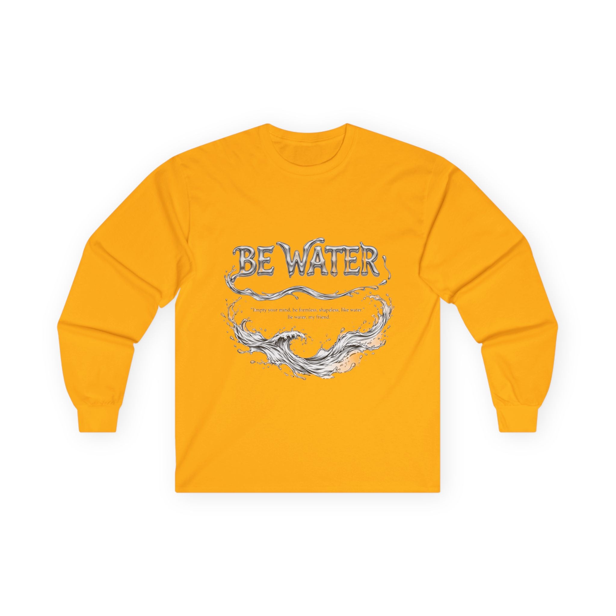 Embrace Adaptability – Bruce Lee "Be Water" Long Sleeve Shirt, Vintage Wash, Soft Touch, Ideal Gift for Philosophers & Warriors