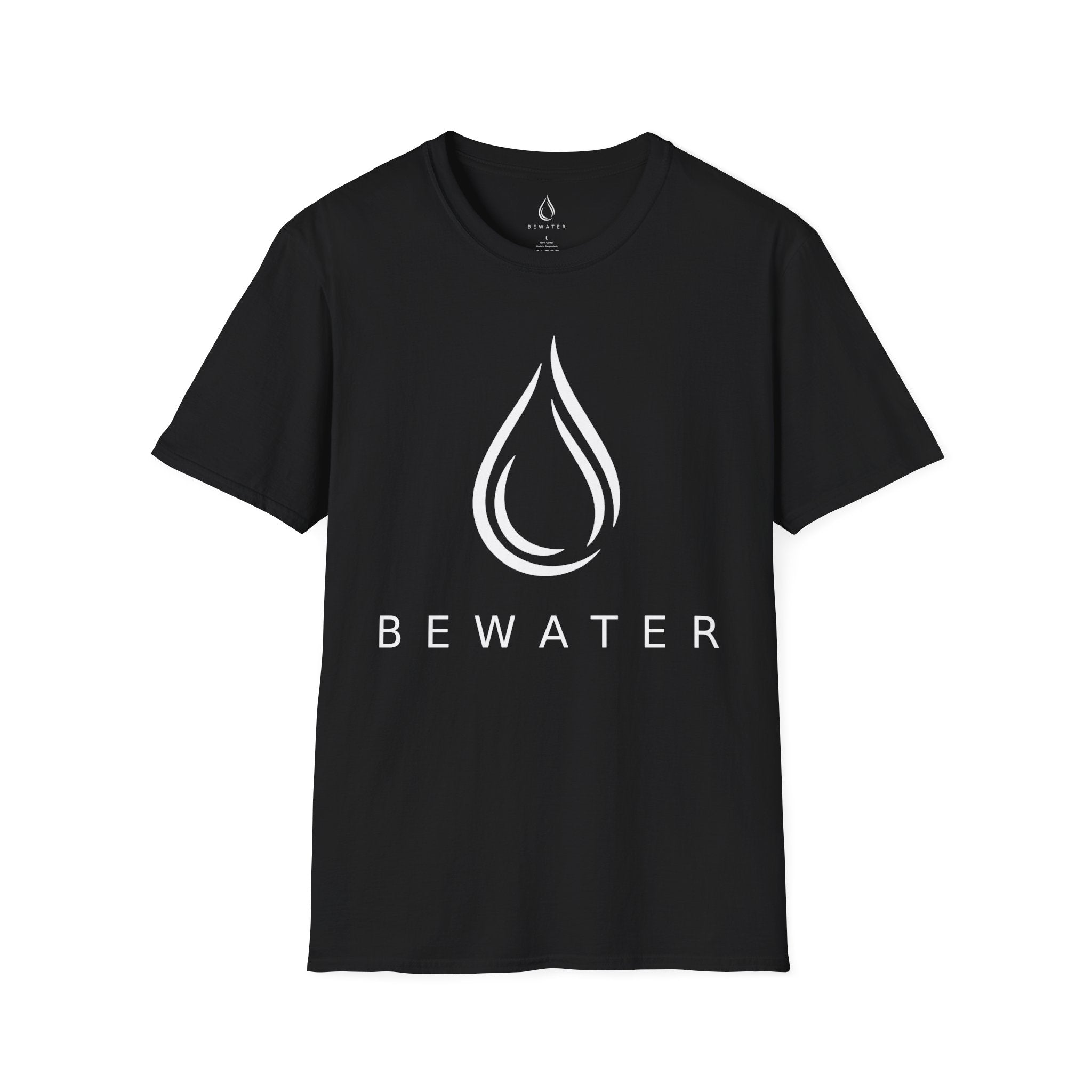 BEWATER Logo BLACK T-Shirt — Minimal Water Drop Graphic Tee