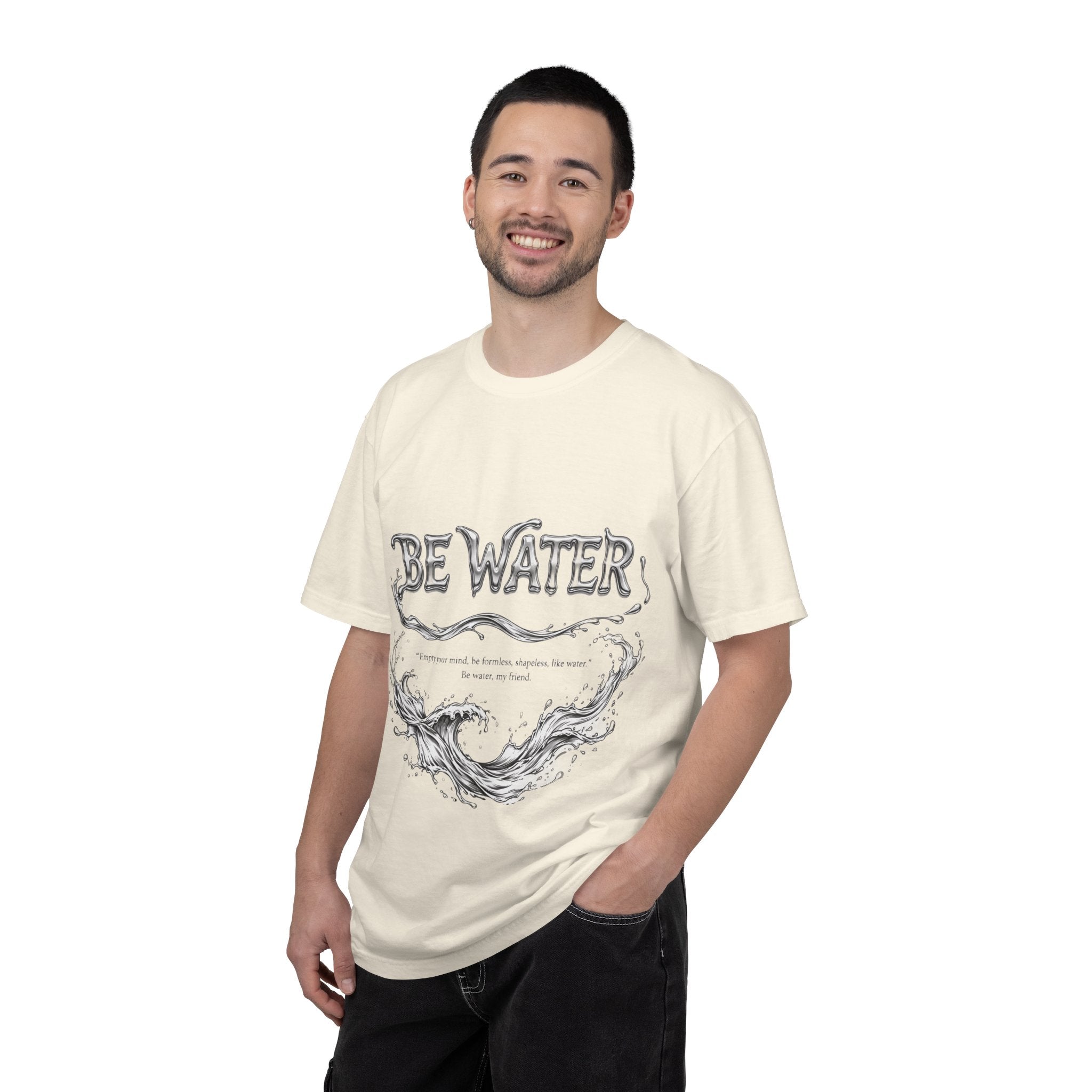 Bruce Lee "Be Water" Philosophy T-Shirt | Garment-Dyed Relaxed Fit, Unisex Style