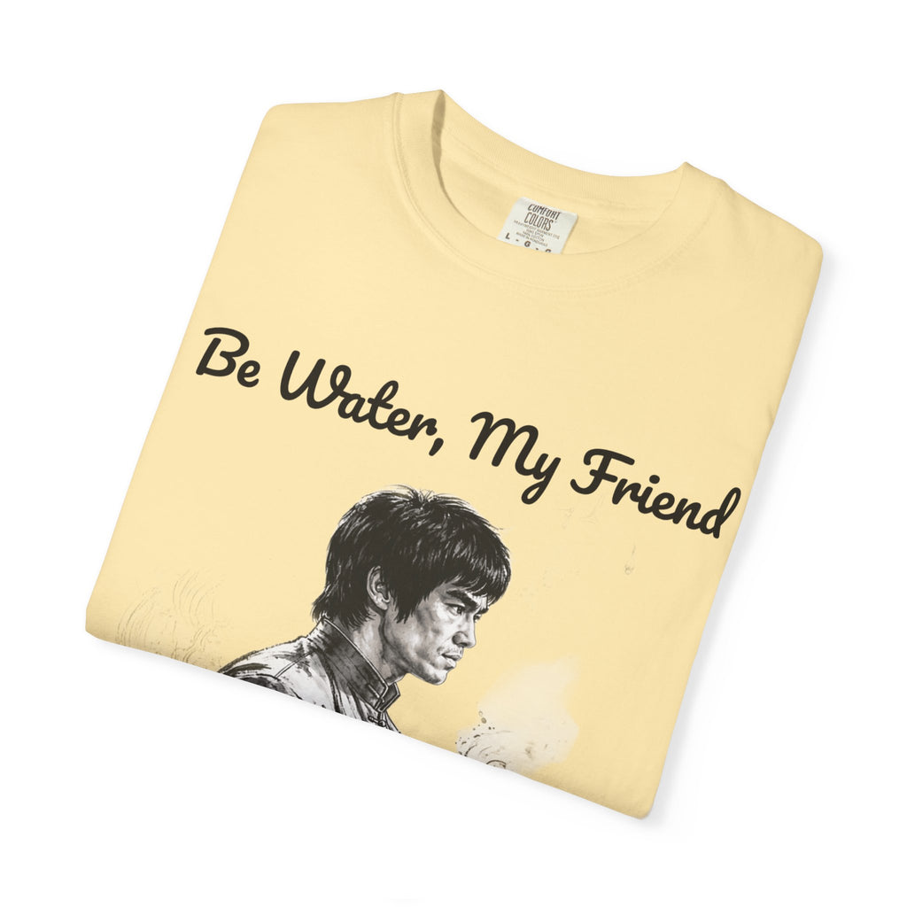 Embrace Adaptability: Bruce Lee Graphic T-Shirt, Classic Monochrome Portrait, Vintage Wash