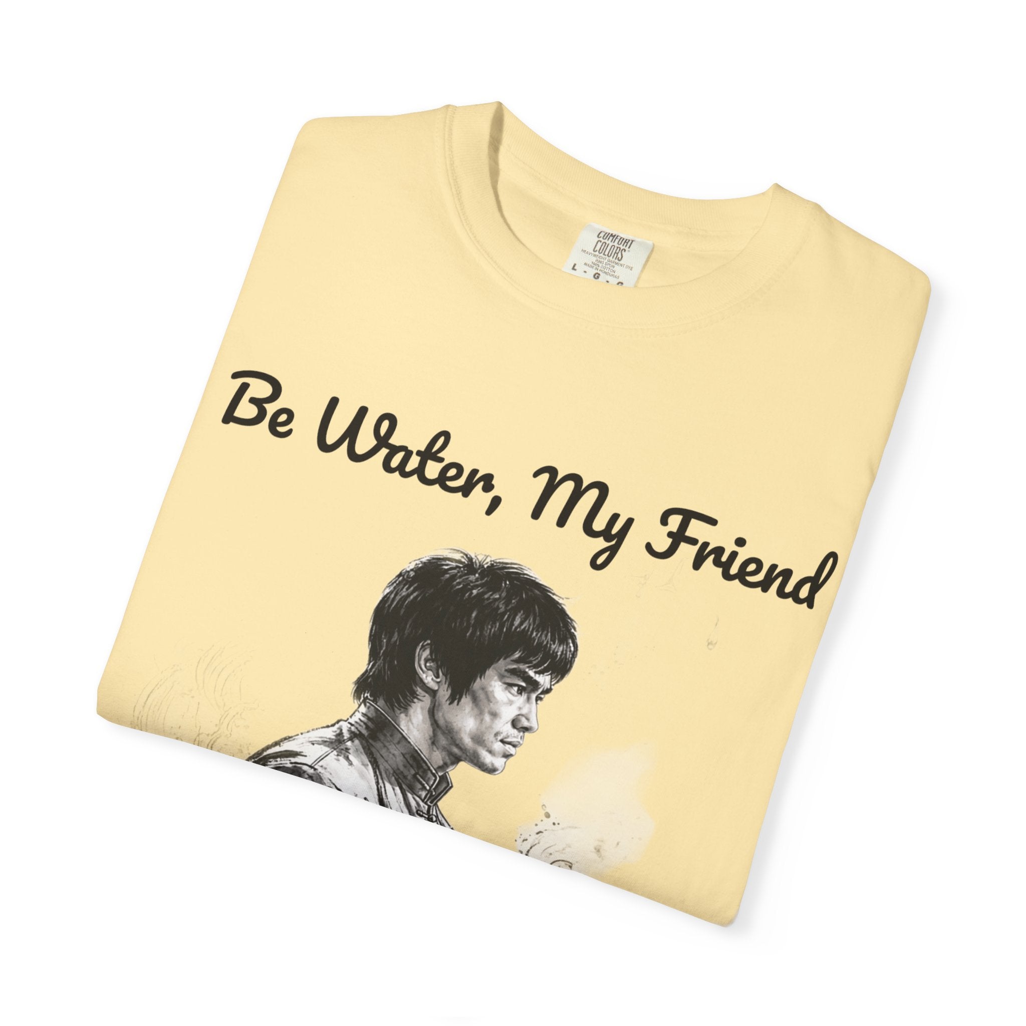 Embrace Adaptability: Bruce Lee Graphic T-Shirt, Classic Monochrome Portrait, Vintage Wash