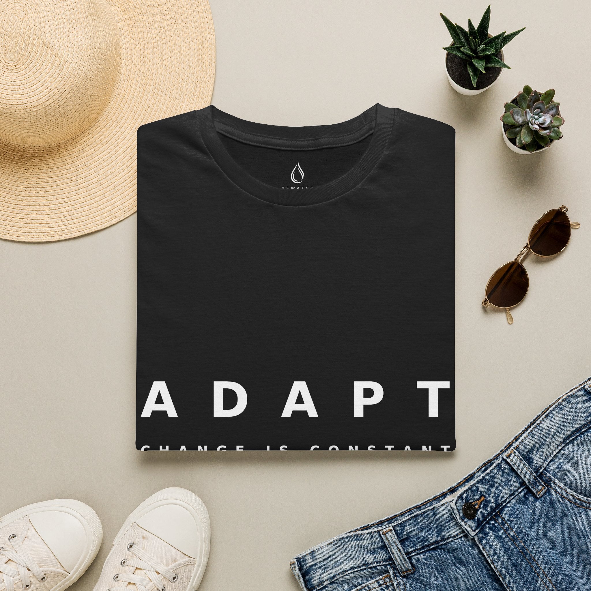 Adapt Unisex Softstyle Black T-Shirt Change Is Constant, Adaptation Is Power' Graphic Tee