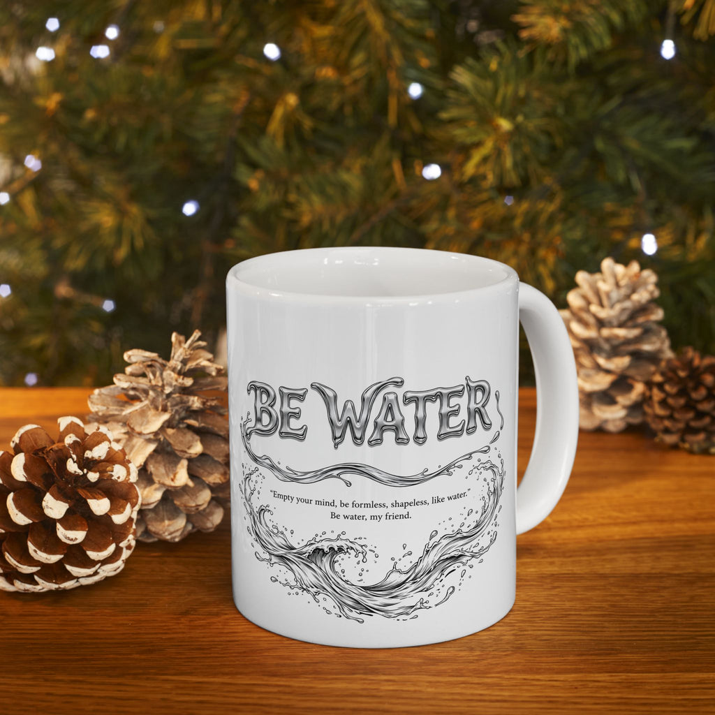 Bruce Lee "Be Water, My Friend" Ceramic Mug – Martial Arts Quote Coffee Cup, Inspirational Gift for Men & Women, Available in 11oz and 15oz