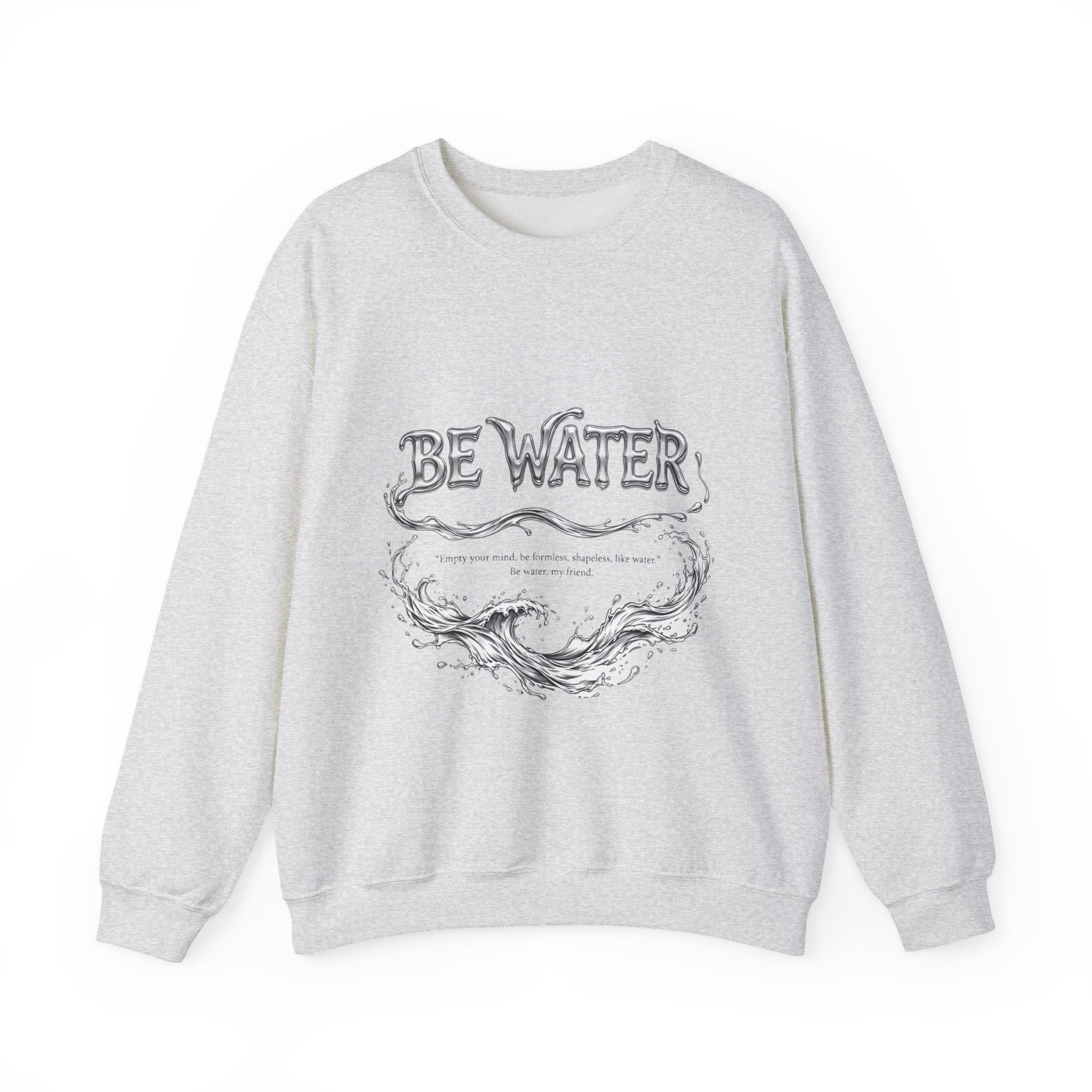 Embrace the Way – Bruce Lee "Be Water" Crew Sweatshirt, Thick Cotton Blend, Ideal Gift for Martial Arts Lovers & Thinkers
