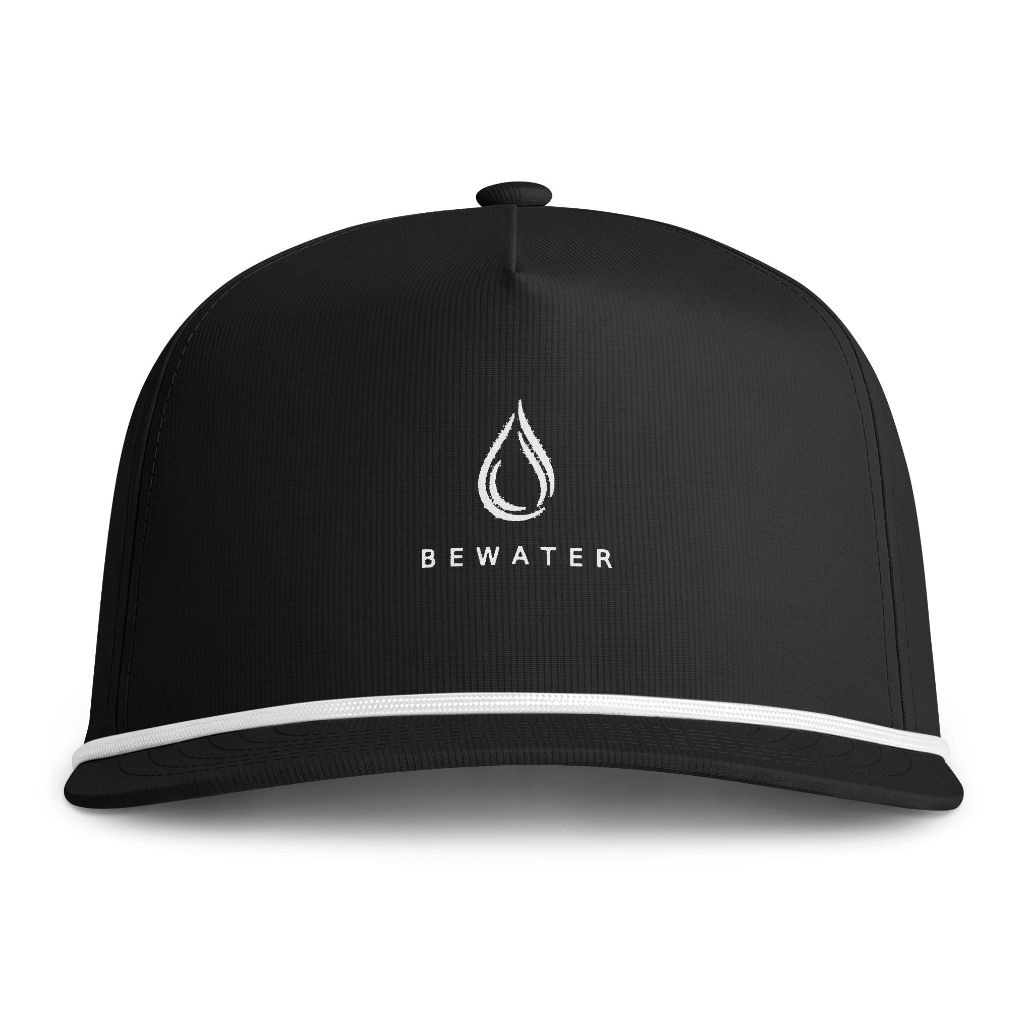 BeWater Sunwashed Rope Cap - Retro Water Drop Logo Rope-Trim Baseball Hat