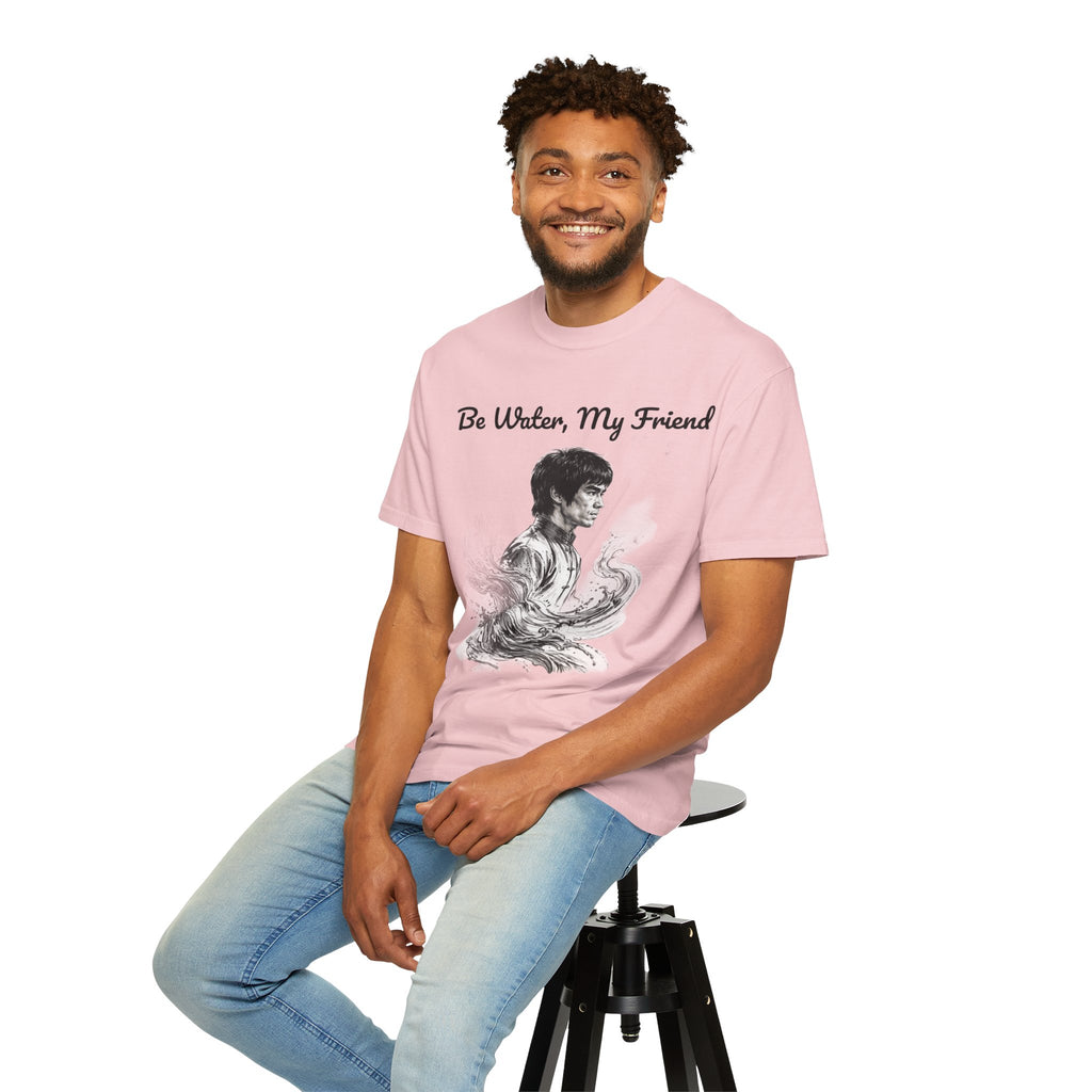 Embrace Adaptability: Bruce Lee Graphic T-Shirt, Classic Monochrome Portrait, Vintage Wash