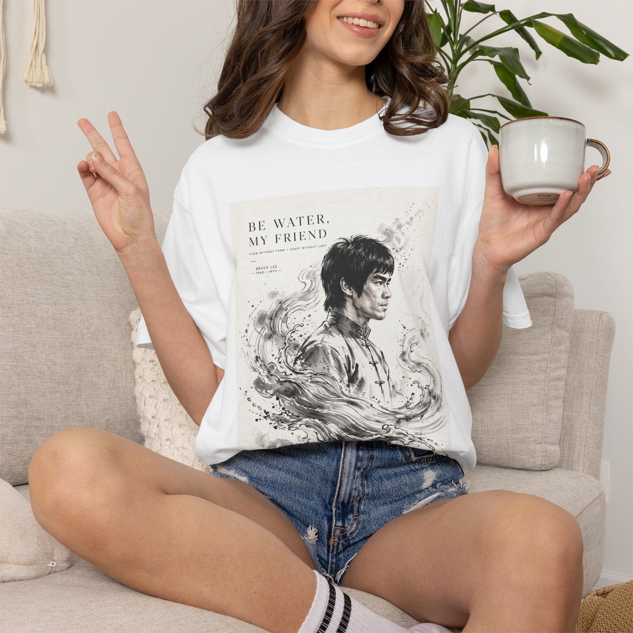 Unisex Garment-Dyed Multiple Colors T-shirt | Bruce Lee's Be Water My Friend
