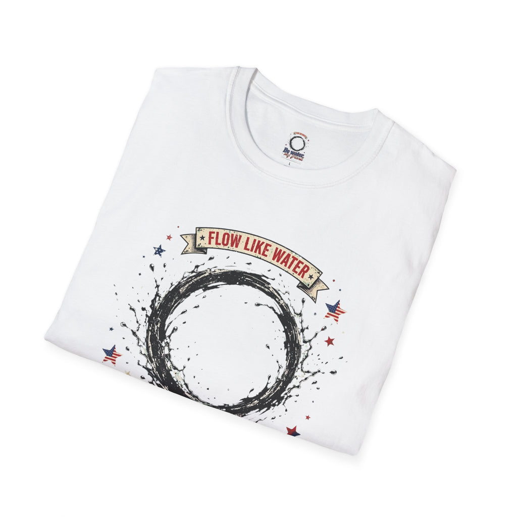 The “Be Water” Tee – Bruce Lee’s Flow Philosophy on a Retro-Inspired Shirt, Featuring FLOW LIKE WATER and 1940 Badge, Black Type on Soft Fabric