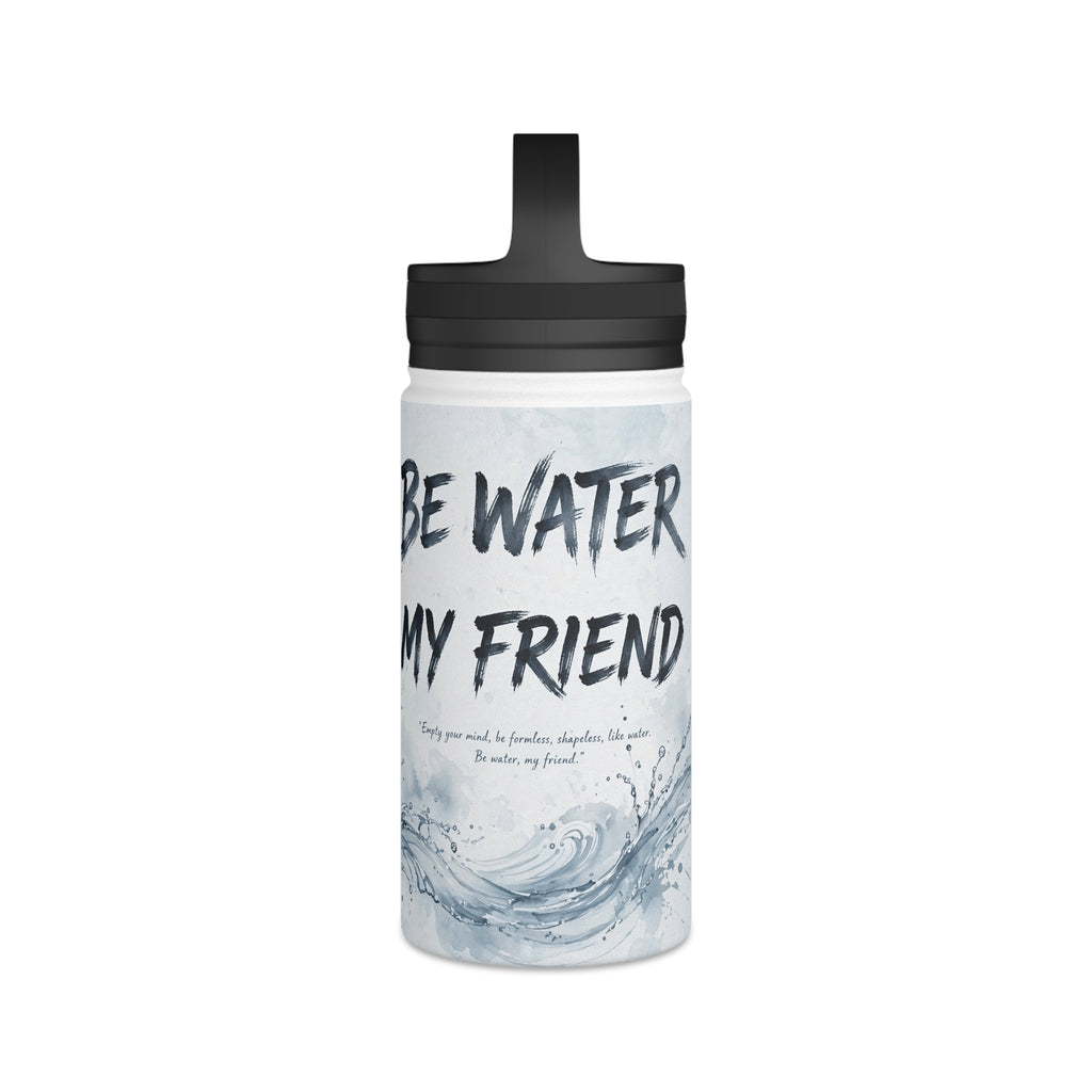 Bruce Lee "Be Water, My Friend" Sports Water Bottle – BPA-Free, Leak-Proof Flip Lid, Inspirational Martial Arts Quote Gym Bottle (12oz / 18oz/ 32oz)