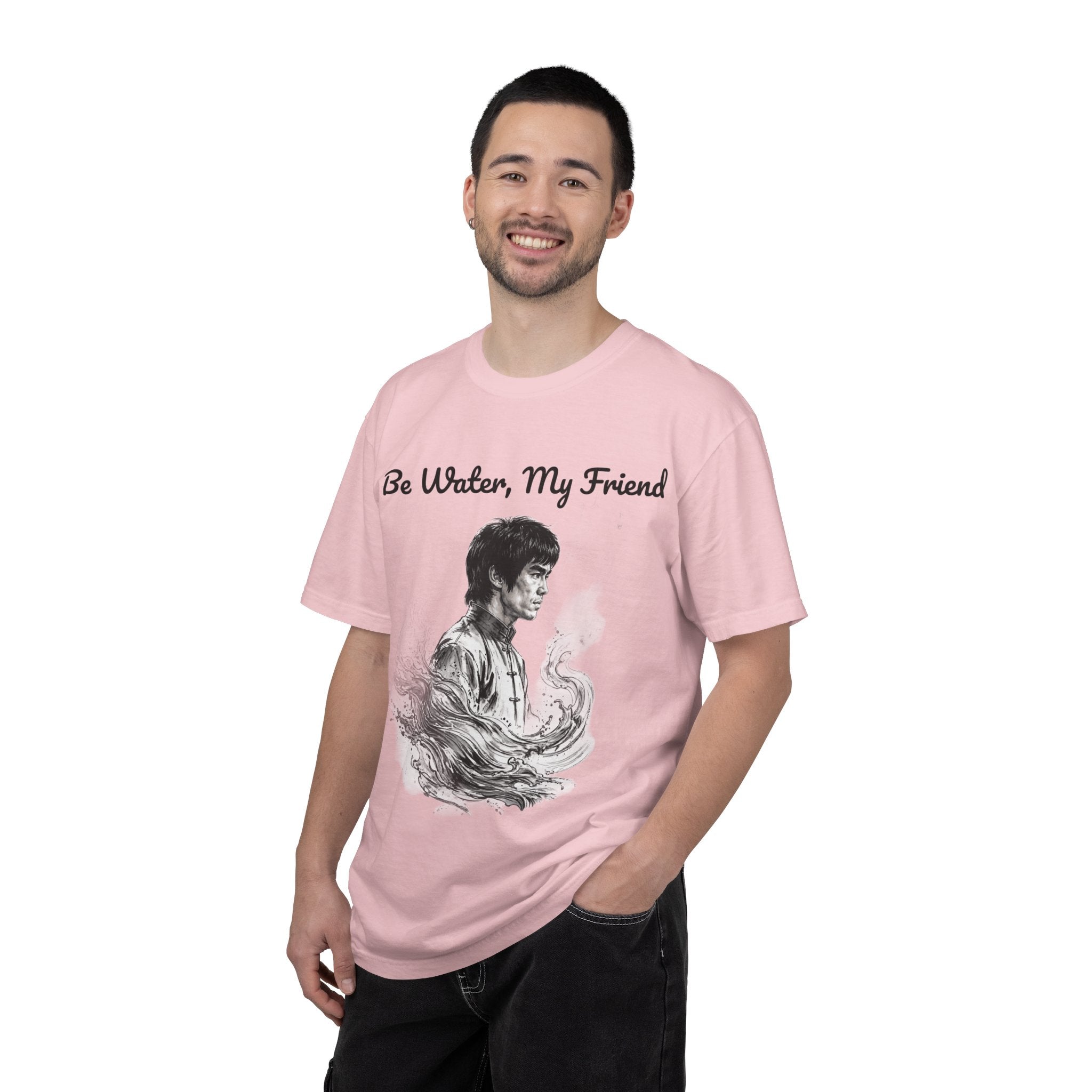 Embrace Adaptability: Bruce Lee Graphic T-Shirt, Classic Monochrome Portrait, Vintage Wash