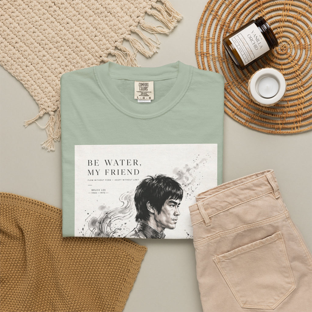 Unisex Garment-Dyed Multiple Colors T-shirt | Bruce Lee's Be Water My Friend
