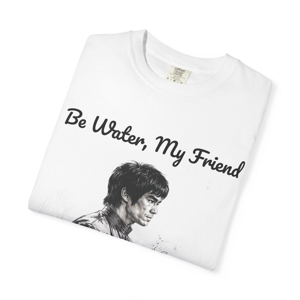 Embrace Adaptability: Bruce Lee Graphic T-Shirt, Classic Monochrome Portrait, Vintage Wash