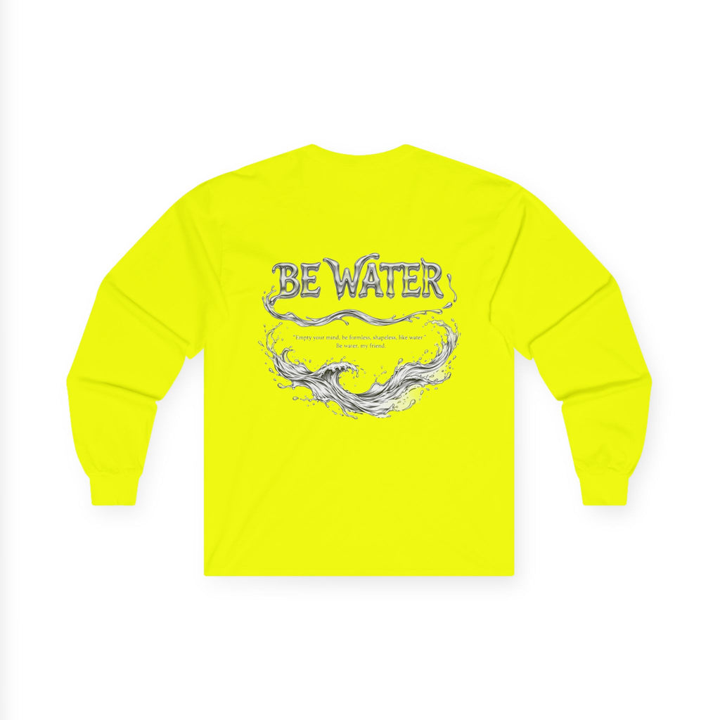Flow Like Water: Bruce Lee Long Sleeve Crew Tee – Timeless Wisdom with Minimalist Water Art, Perfect for Layering