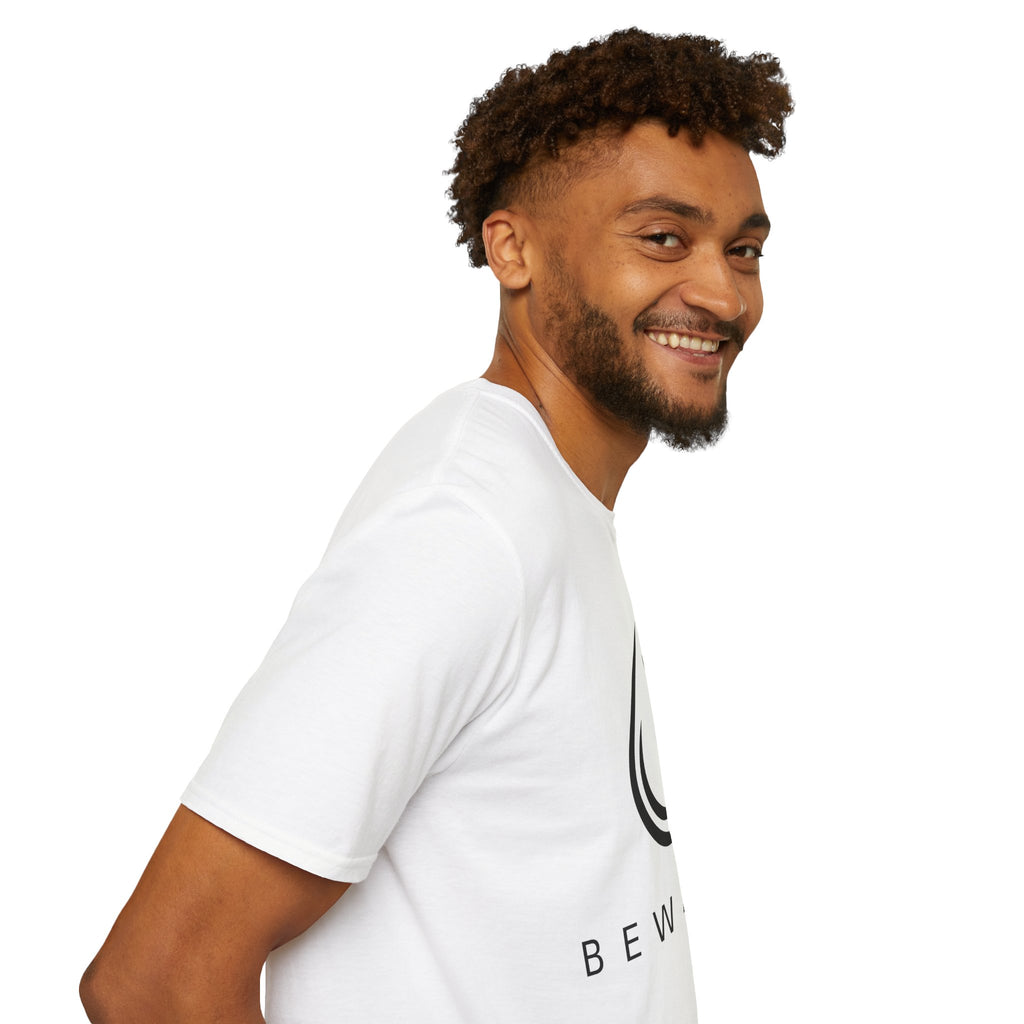 BEWATER Logo White T-Shirt — Minimal Water Drop Graphic Tee