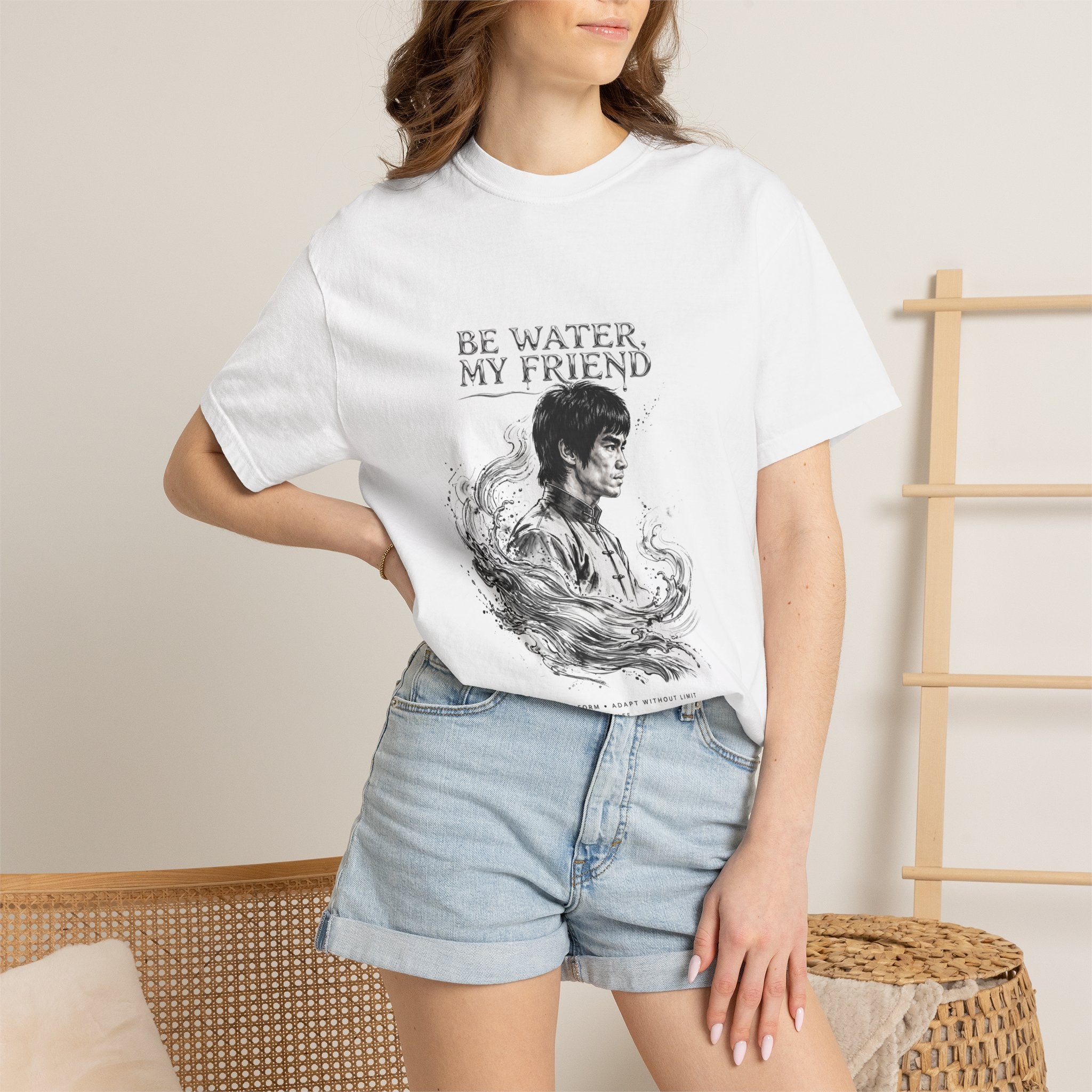 Unisex Garment-Dyed White T-shirt | Bruce Lee's Be Water My Friend