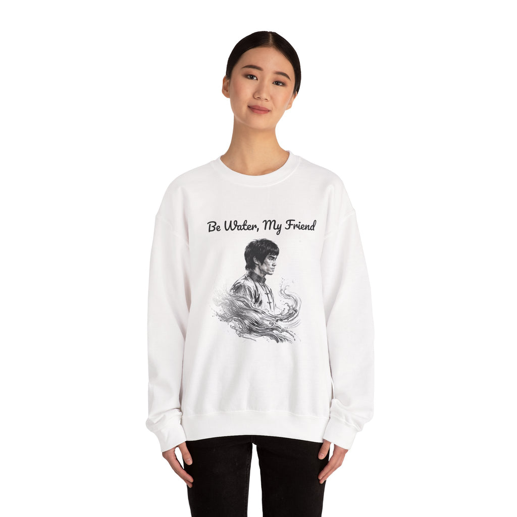 Flow Like Water: Bruce Lee Philosophy Sweatshirt – Timeless Wisdom Meets Warm Comfort, Ribbed Cuffs & Hem, Vintage Wash