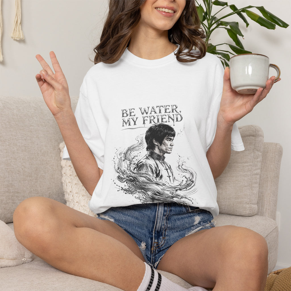 Unisex Garment-Dyed White T-shirt | Bruce Lee's Be Water My Friend