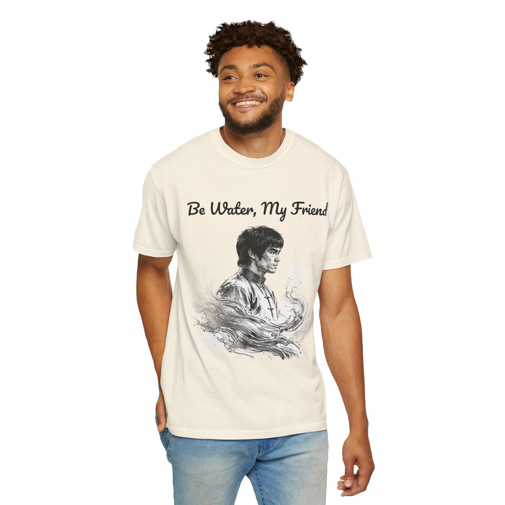 Embrace Adaptability: Bruce Lee Graphic T-Shirt, Classic Monochrome Portrait, Vintage Wash