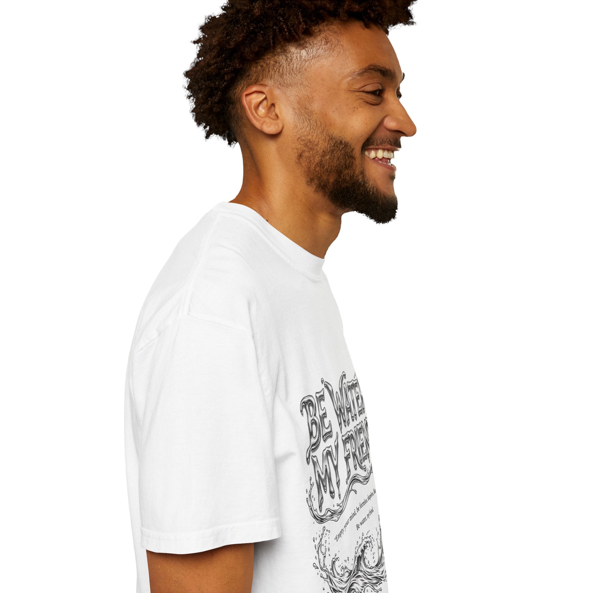Unisex Garment-Dyed White T-shirt | Be Water My Friend Print Graphic
