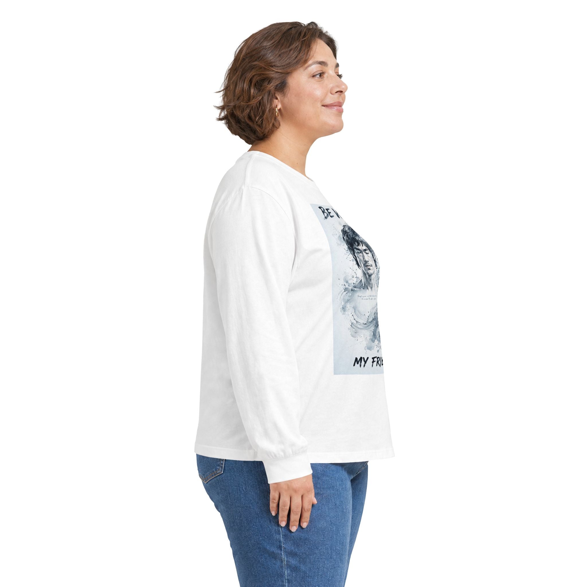 The Water Way Long Sleeve Tee – Bruce Lee's Classic Portrait, Relaxed Cut, Built to Age Gracefully