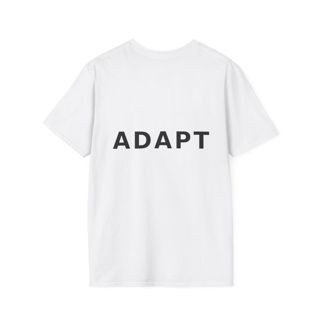 Adapt Unisex Softstyle White T-Shirt Change Is Constant, Adaptation Is Power' Graphic Tee
