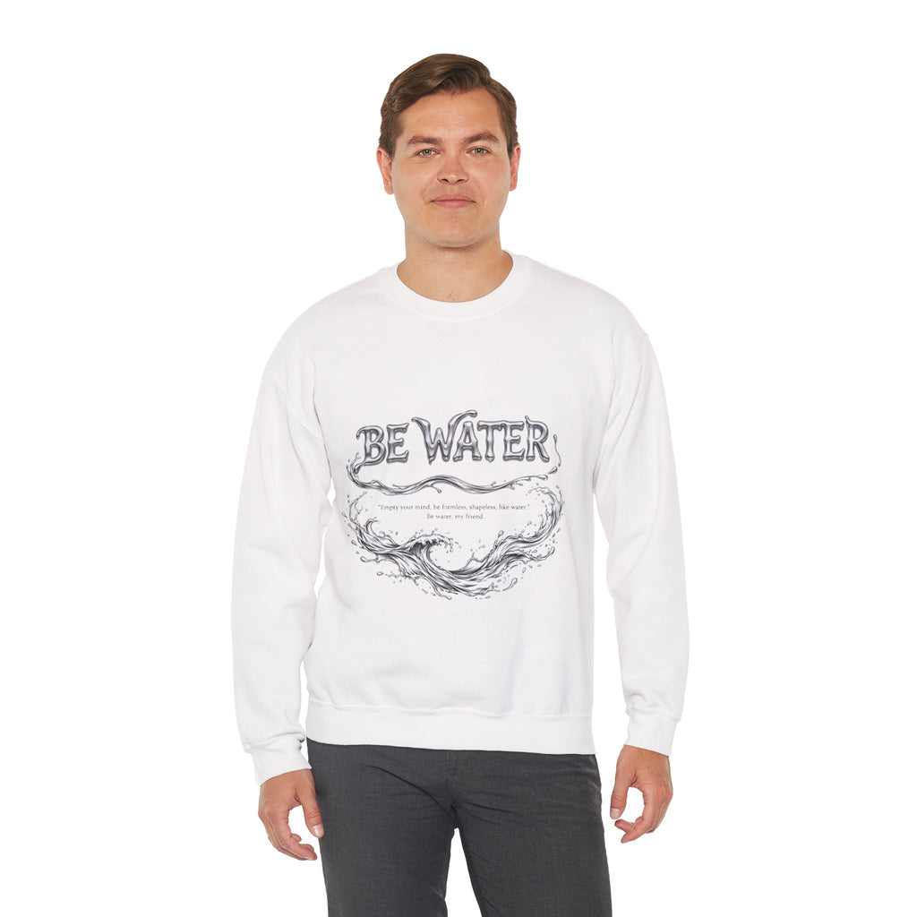 Embrace the Way – Bruce Lee "Be Water" Crew Sweatshirt, Thick Cotton Blend, Ideal Gift for Martial Arts Lovers & Thinkers