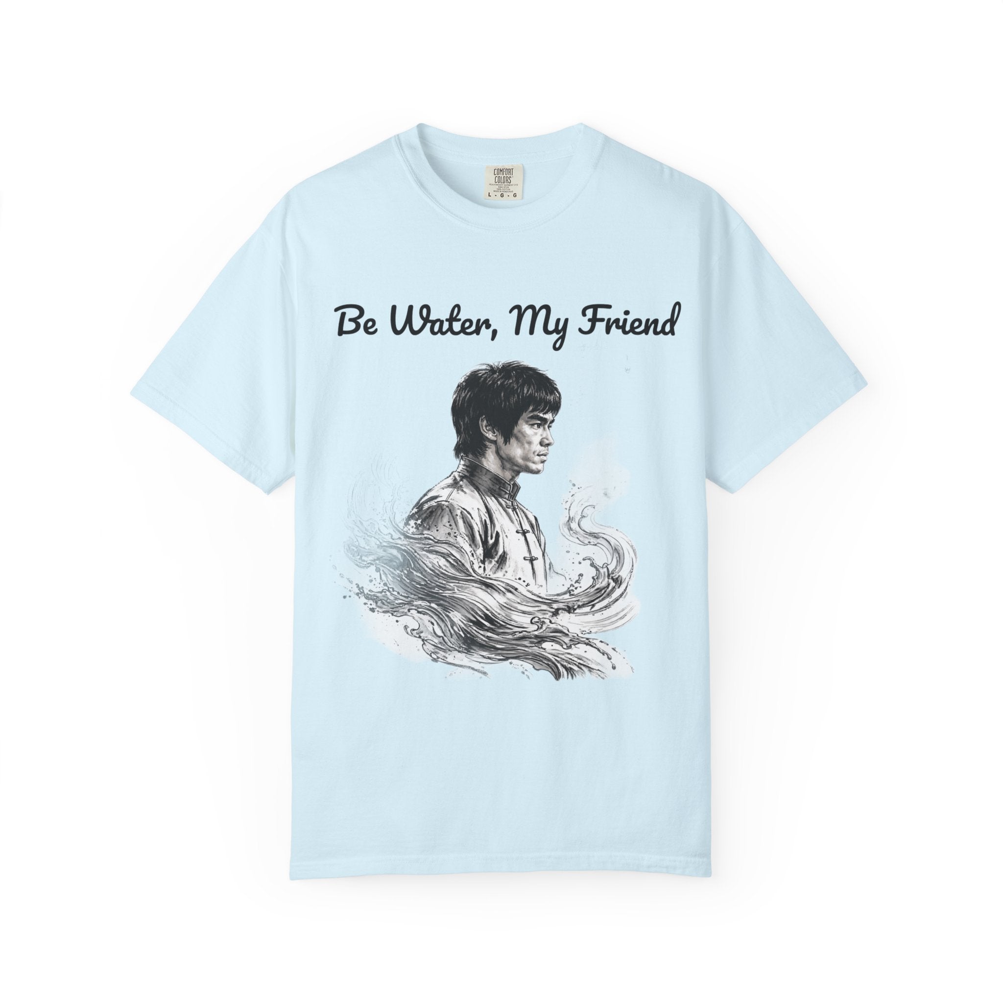 Embrace Adaptability: Bruce Lee Graphic T-Shirt, Classic Monochrome Portrait, Vintage Wash