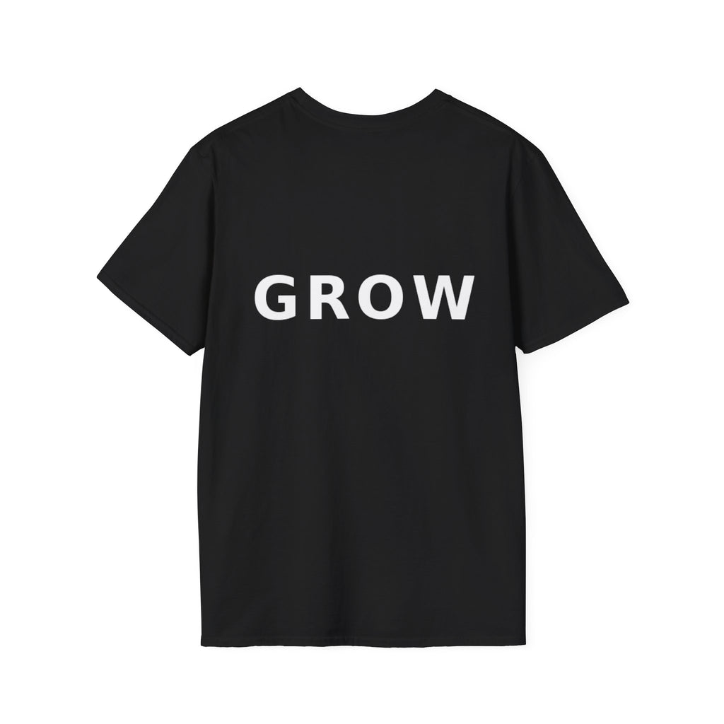 Grow Unisex Softstyle Black T-Shirt EVERY STEP SHAPES WHO WE BECOME' Graphic Tee