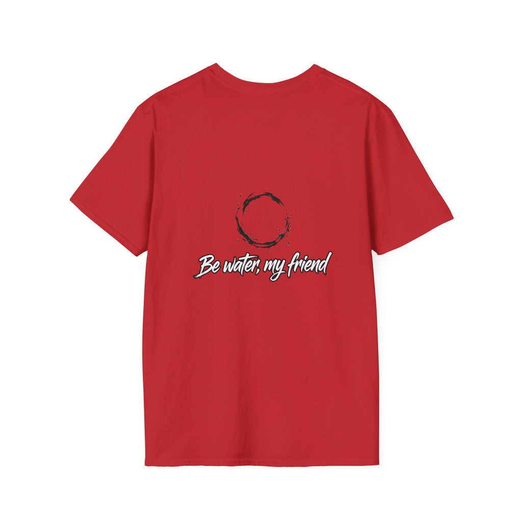 New T‑Shirt Minimal Zen Brush Circle with “Be Water, My Friend” Inspirational Graphic