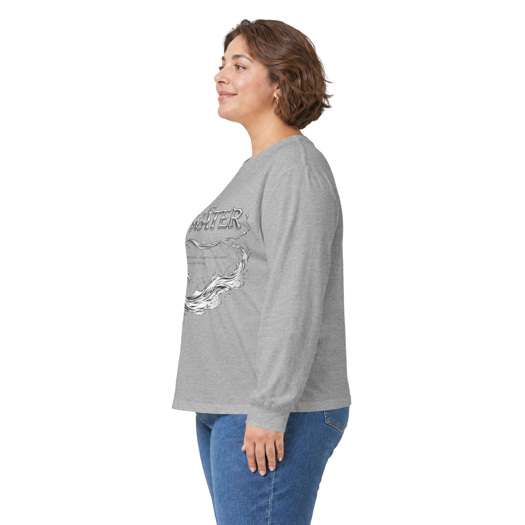 Embrace Adaptability – Bruce Lee "Be Water" Long Sleeve Shirt, Vintage Wash, Soft Touch, Ideal Gift for Philosophers & Warriors