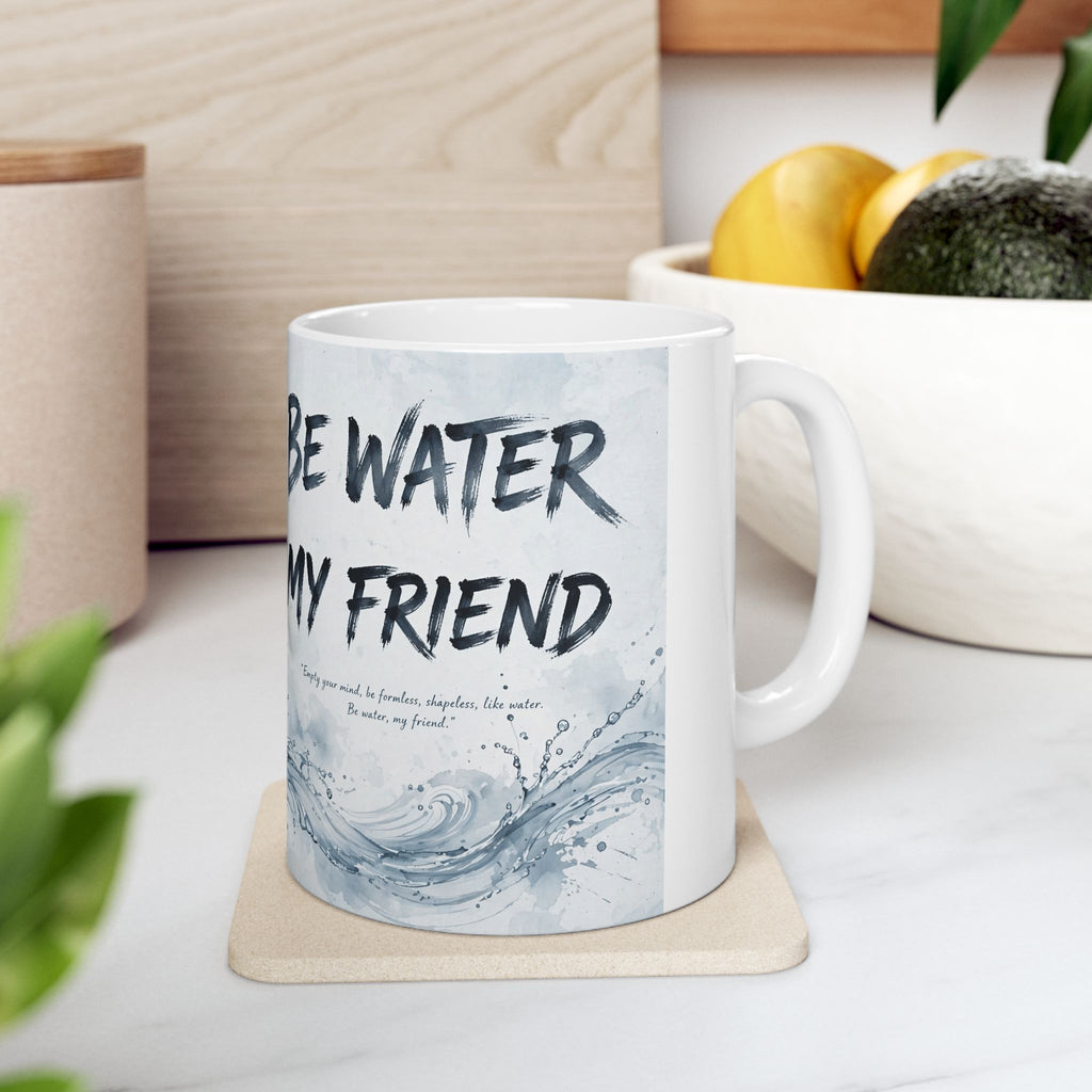 Embrace Adaptability – Bruce Lee "Be Water" Mug, Ceramic with Iconic Art (11oz or 15oz)
