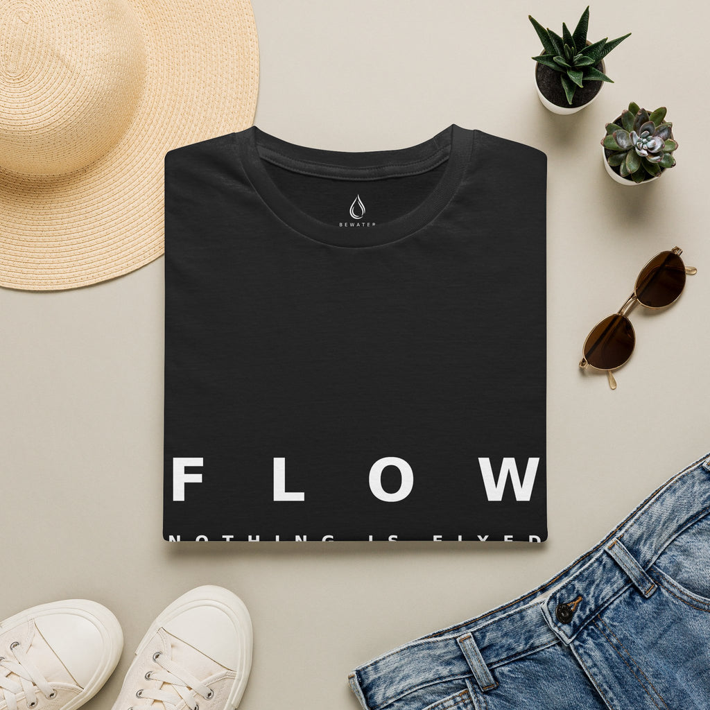 Flow Unisex Softstyle Black T-Shirt NOTHING IS FIXED EVERYTHING FLOWS' Graphic Tee